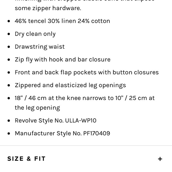 Ulla Johnson Edris pant. Size zero but waist is 14 accross. Fits size 0-6 IMO - Picture 3 of 5